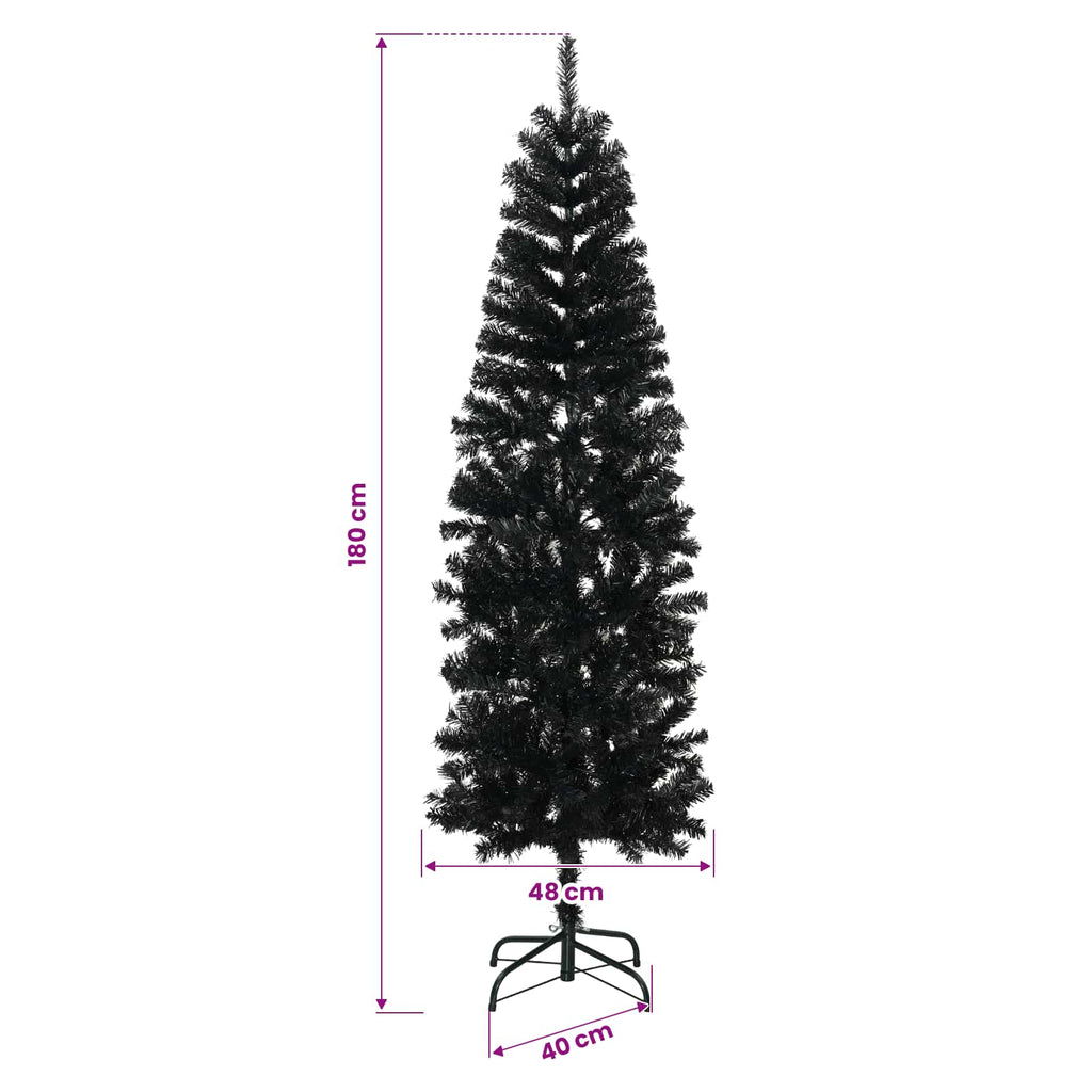 vidaXL Sztuczna wąska choinka z bombkami 180 cm 300 LED Ciepła biel