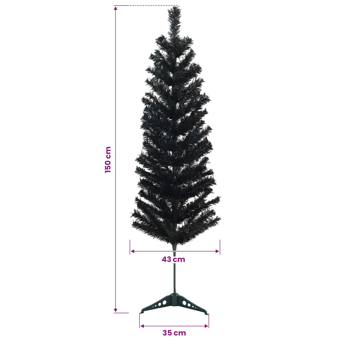 vidaXL Sztuczna wąska choinka z bombkami 150 cm 150 LED Ciepła biel