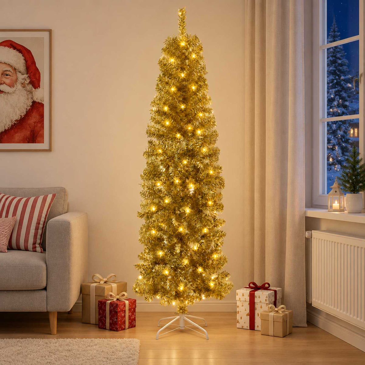 vidaXL Sztuczne smukłe drzewo bożonarodzeniowe 180 cm 300 LED