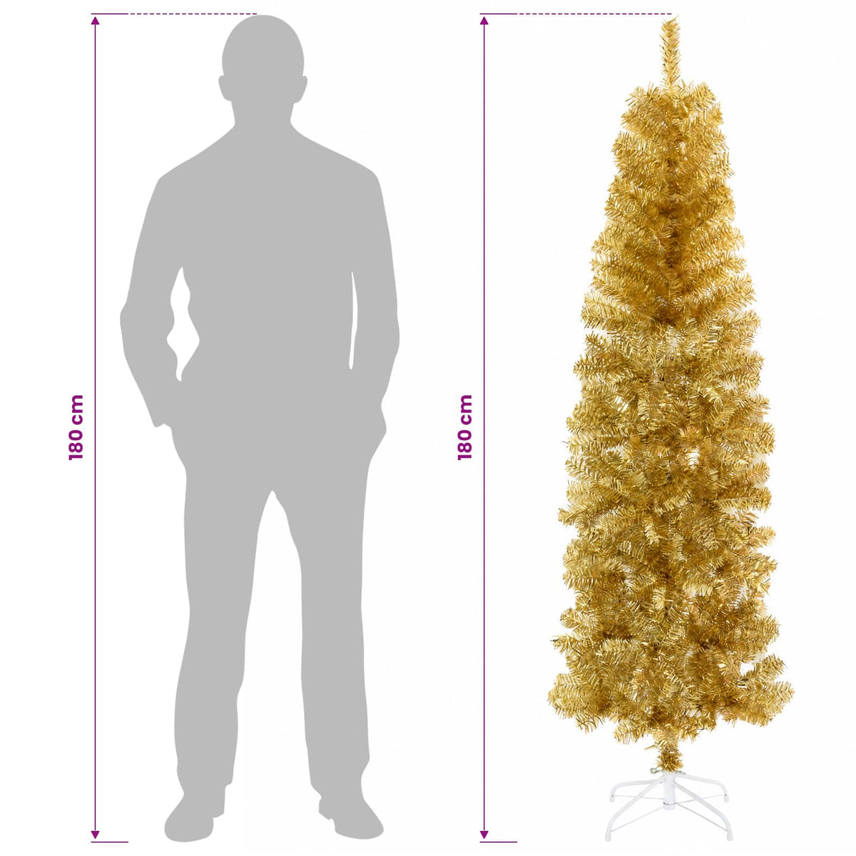 vidaXL Sztuczne smukłe drzewo bożonarodzeniowe 180 cm 300 LED