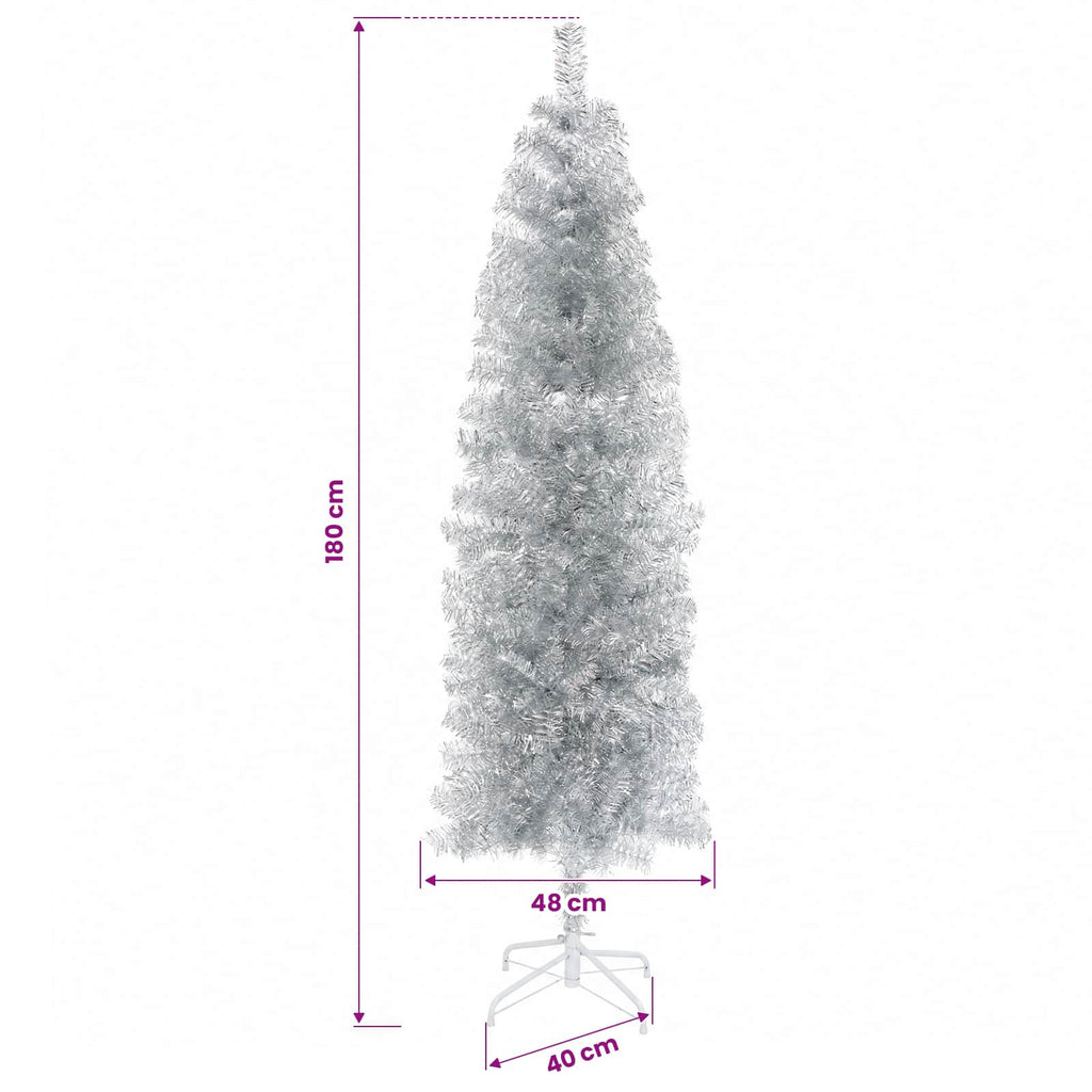 vidaXL Sztuczna wąska choinka z bombkami 180 cm 300 LED Ciepła biel