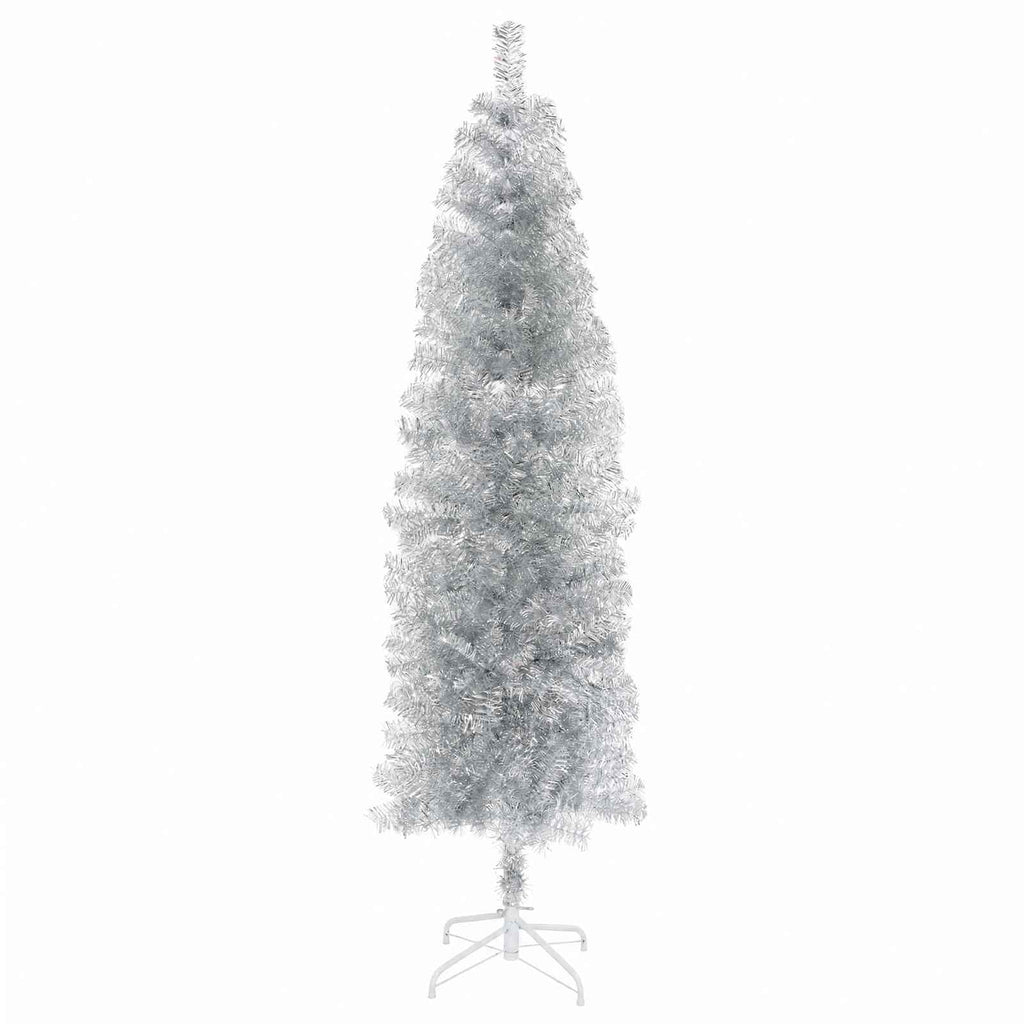 vidaXL Sztuczna wąska choinka z bombkami 180 cm 300 LED Ciepła biel