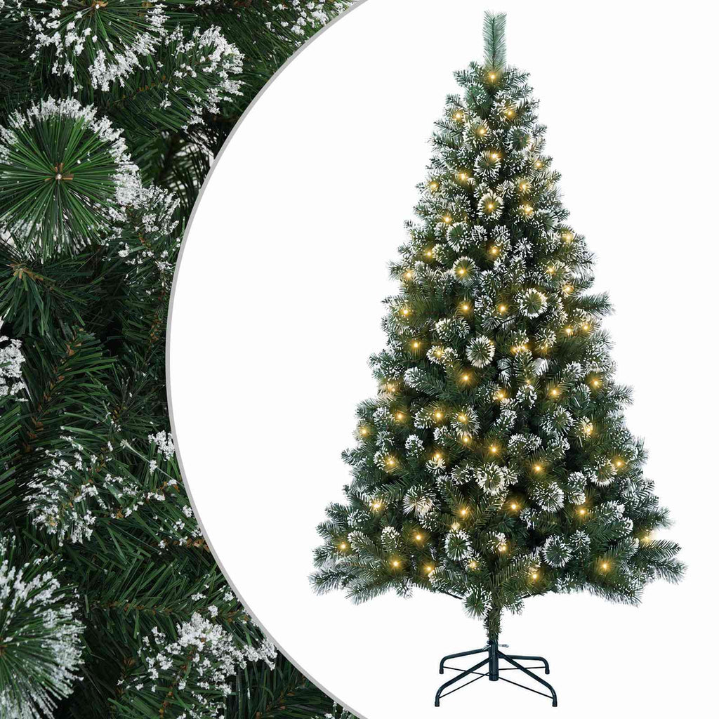 vidaXL Sztuczna choinka 150 cm 150 LED Ciepła biel PVC i Metal zielony