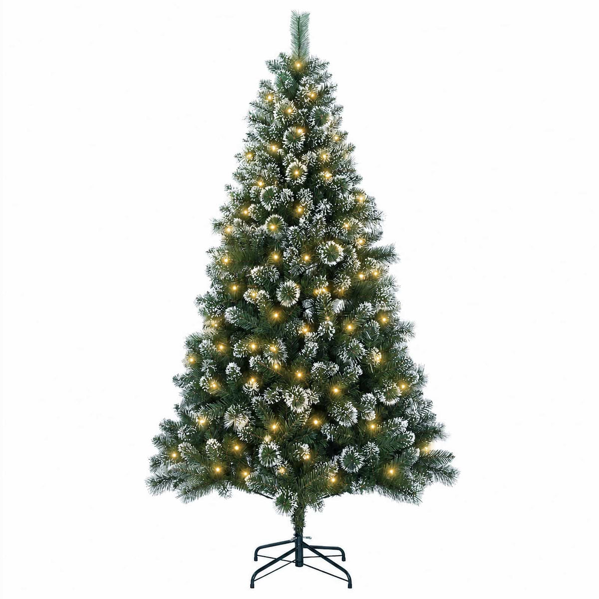 vidaXL Sztuczna choinka 150 cm 150 LED Ciepła biel PVC i Metal zielony
