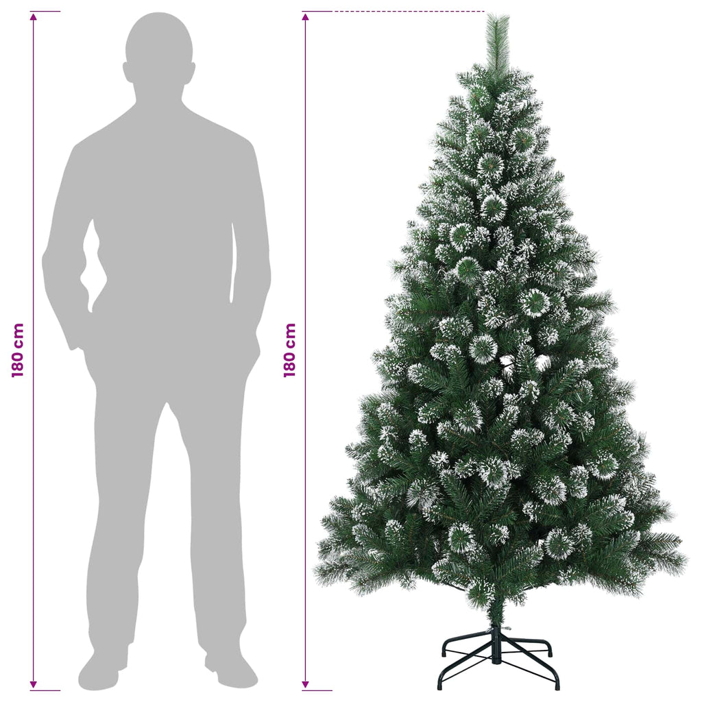 vidaXL Sztuczna choinka 180 cm 300 LED Ciepła biel PVC i Metal zielony