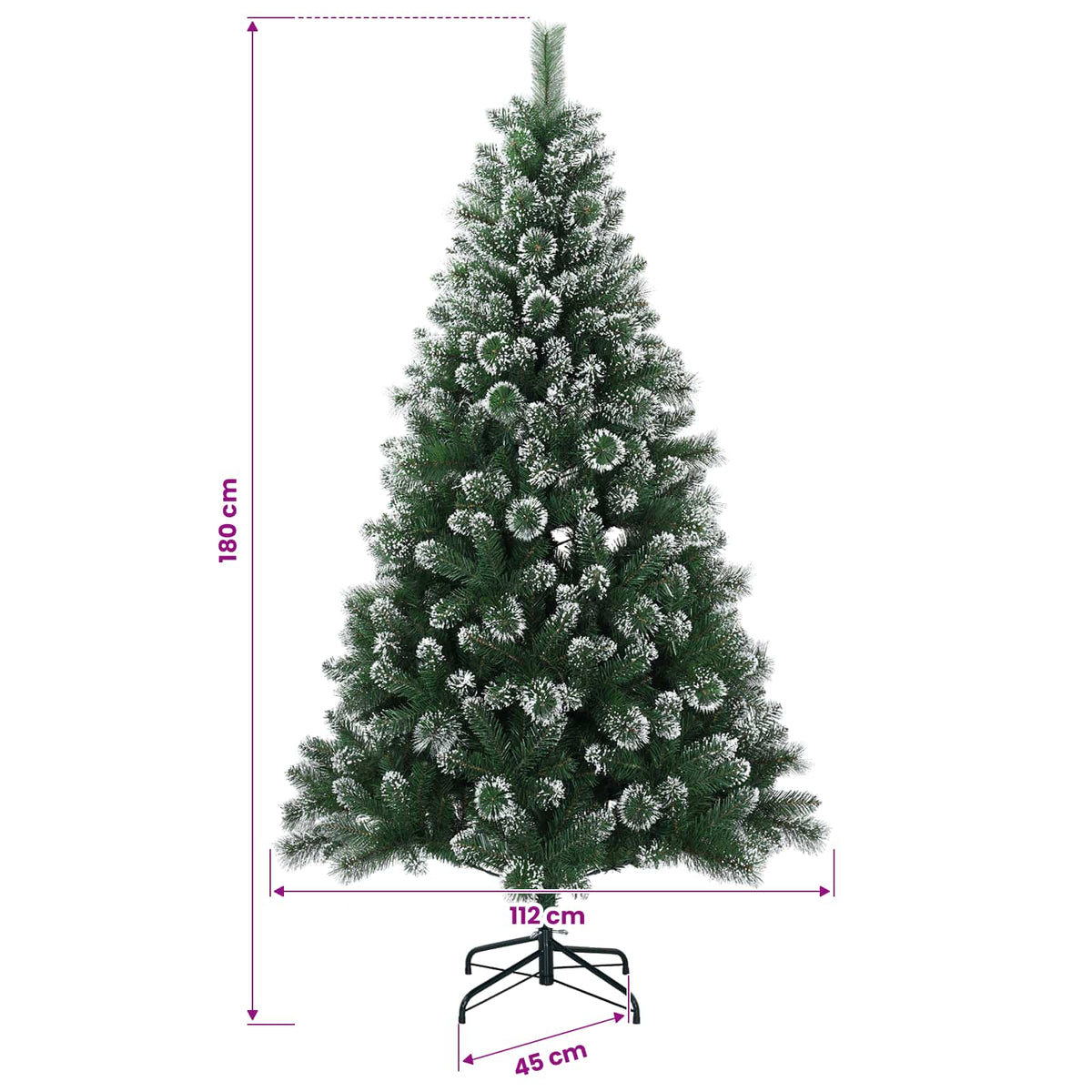 vidaXL Sztuczna choinka 180 cm 300 LED Ciepła biel PVC i Metal zielony