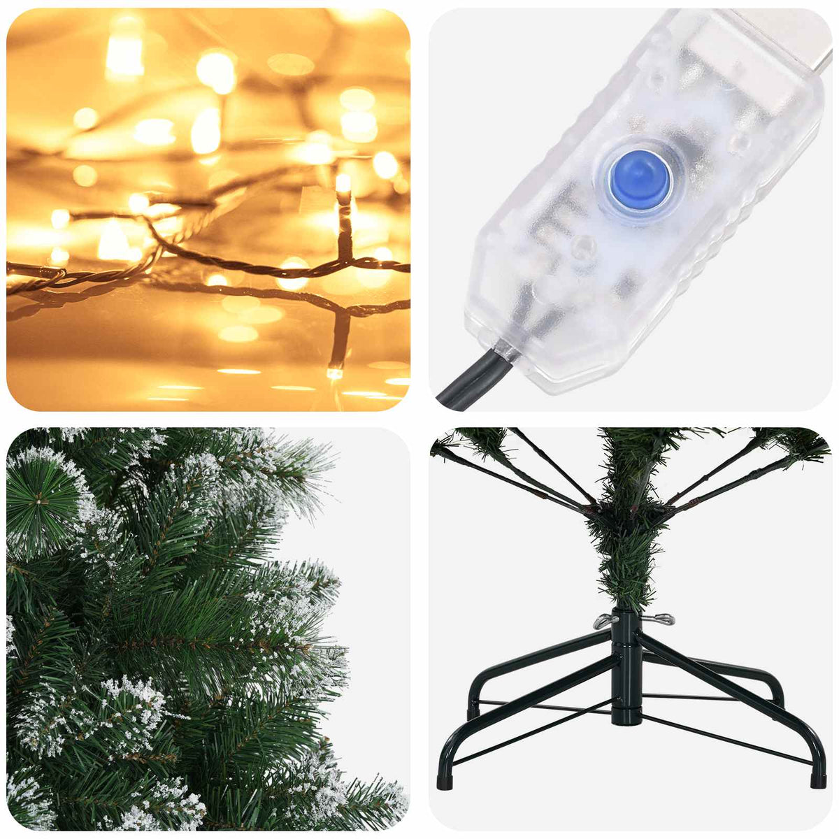 vidaXL Sztuczna choinka 240 cm 300 LED Ciepła biel PVC i Metal zielony