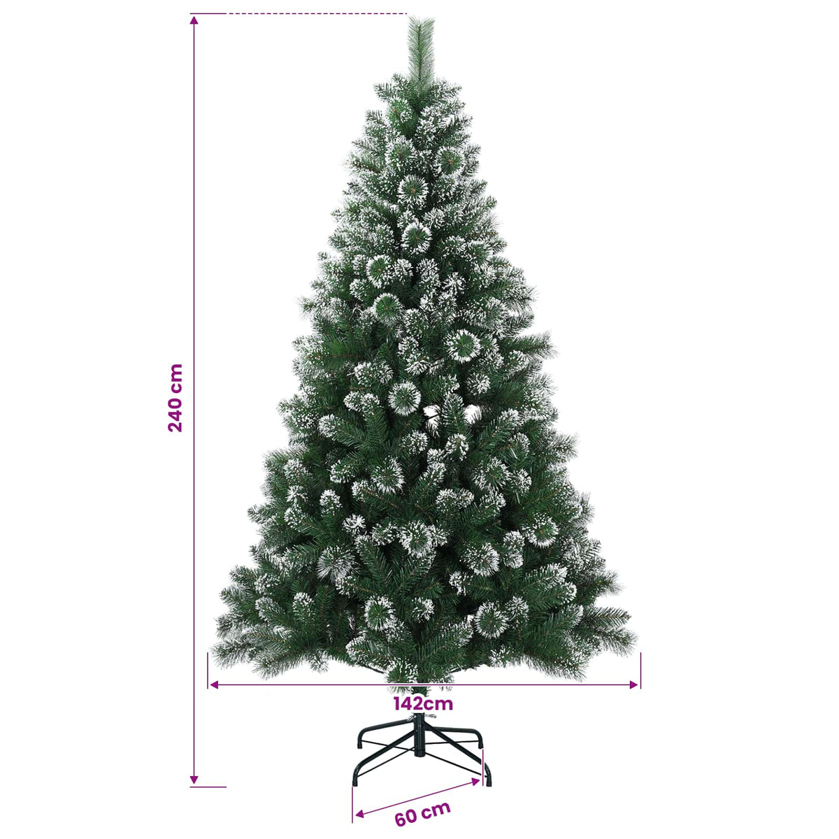vidaXL Sztuczna choinka 240 cm 300 LED Ciepła biel PVC i Metal zielony