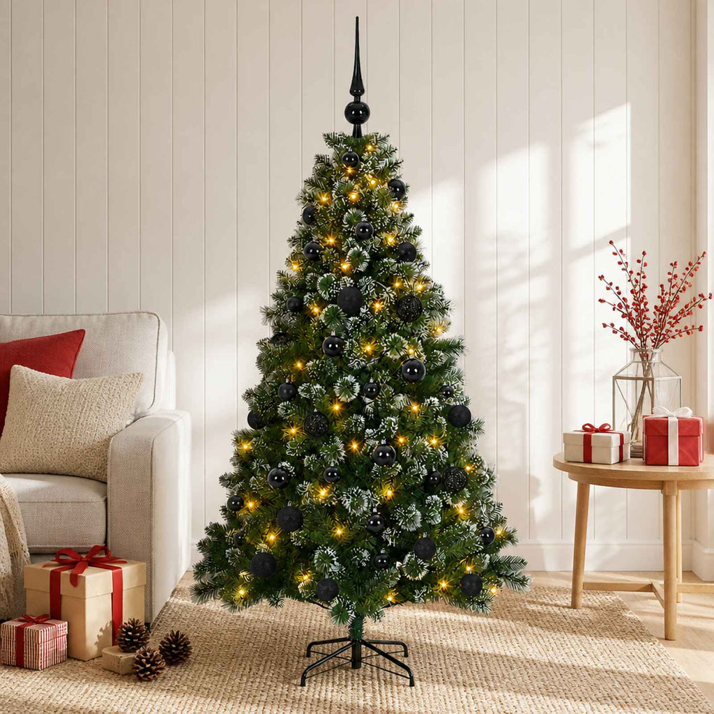 vidaXL Sztuczna choinka z bombkami 150 cm 150 LED Ciepła biel