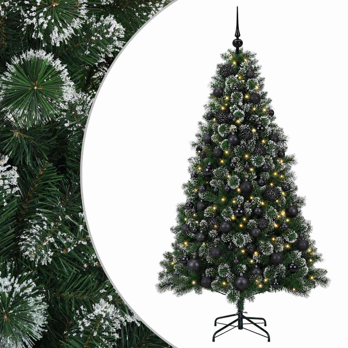 vidaXL Sztuczna choinka z bombkami 180 cm 300 LED Ciepła biel