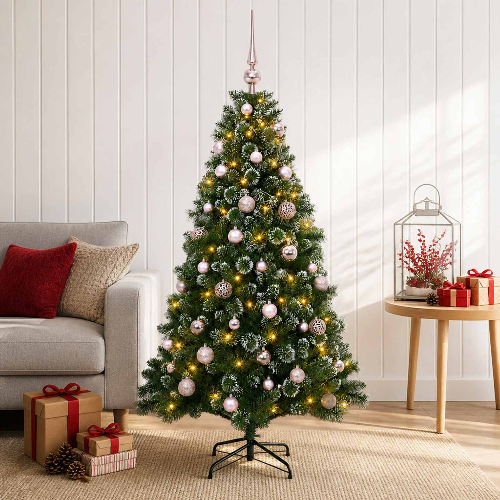 vidaXL Sztuczna choinka z bombkami 120 cm 150 LED Ciepła biel
