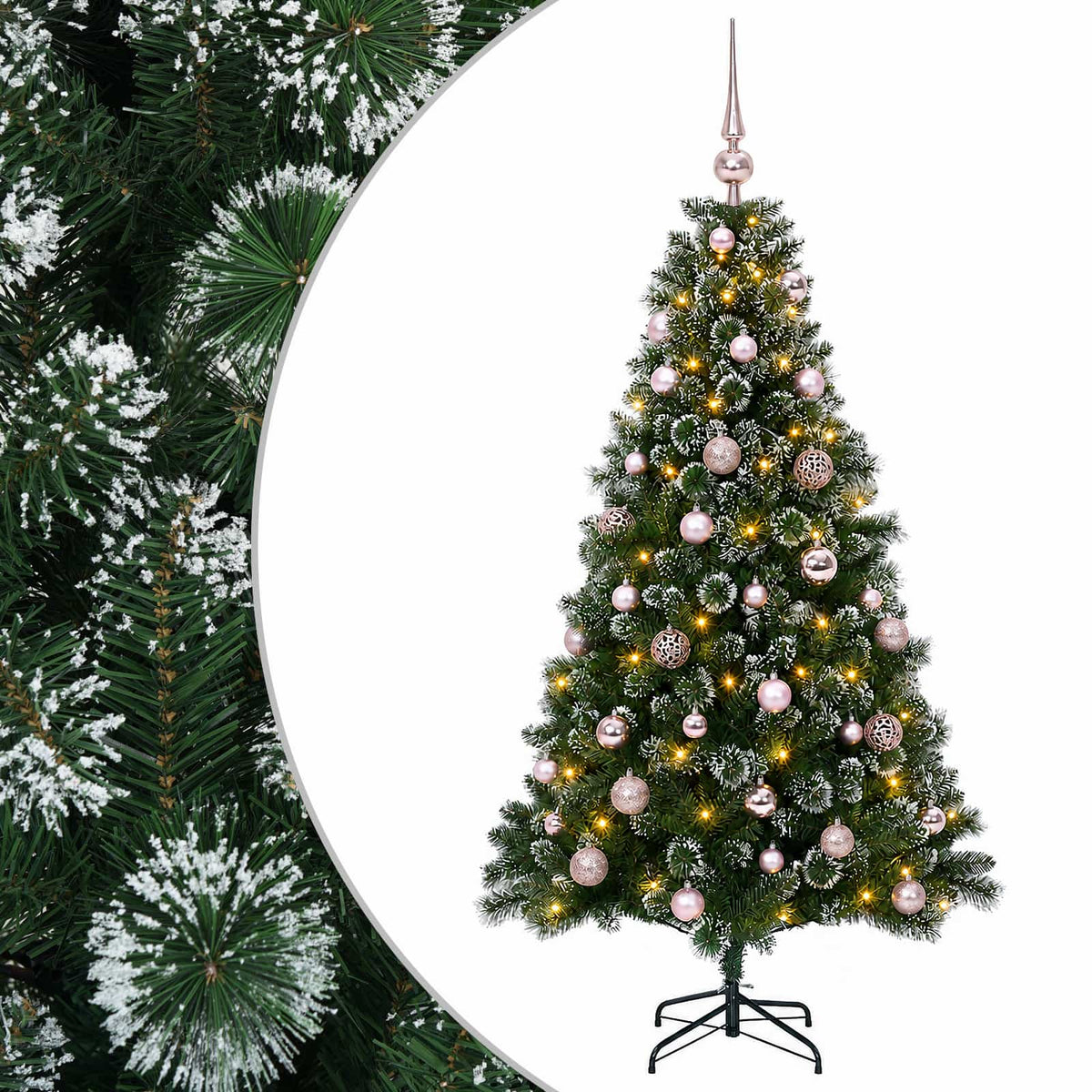vidaXL Sztuczna choinka z bombkami 150 cm 150 LED Ciepła biel
