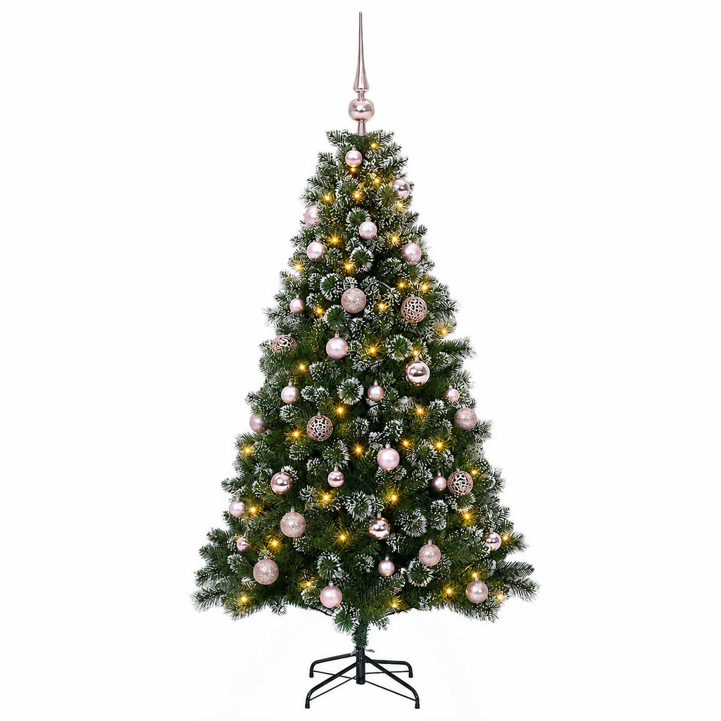 vidaXL Sztuczna choinka z bombkami 150 cm 150 LED Ciepła biel