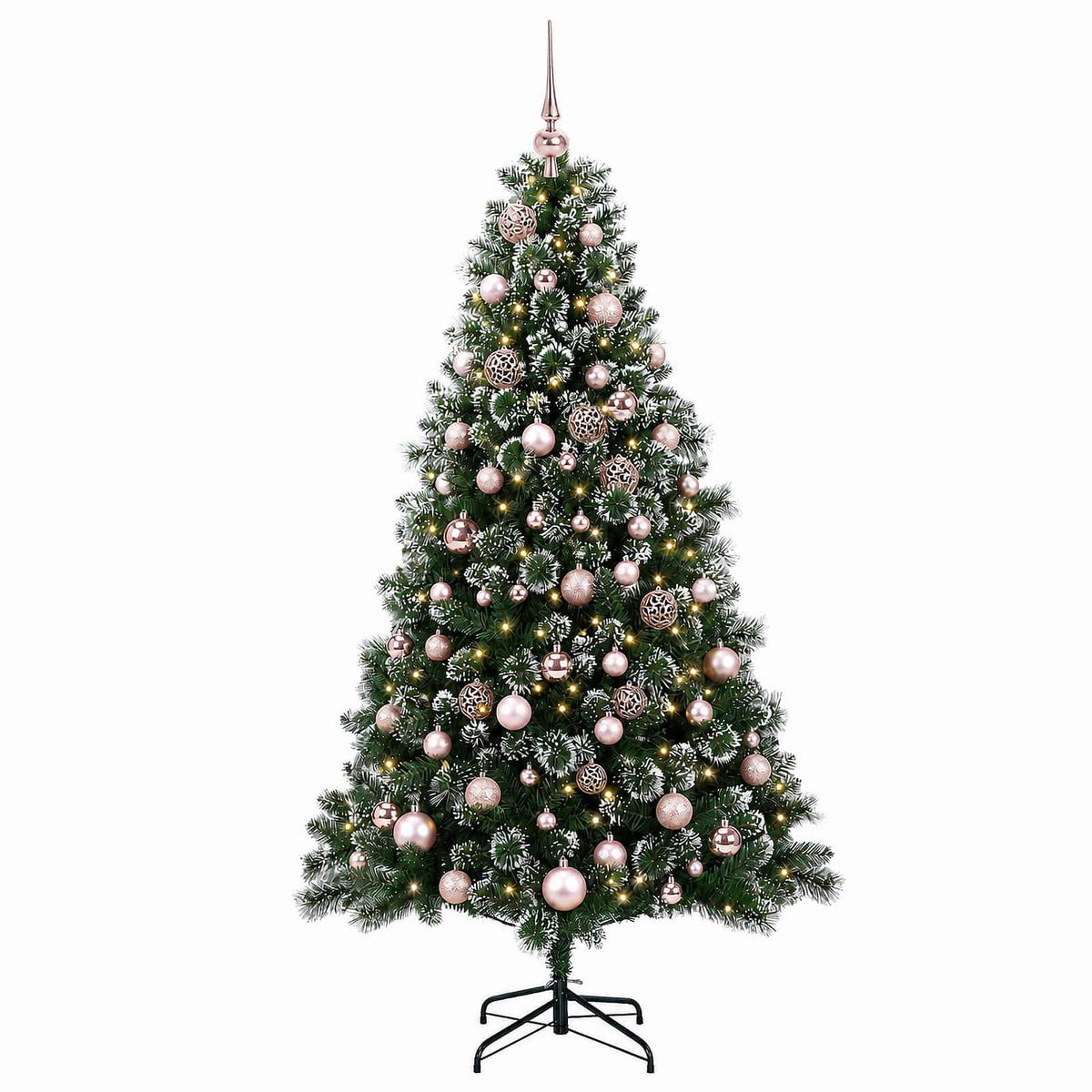 vidaXL Sztuczna choinka z bombkami 210 cm 300 LED Ciepła biel