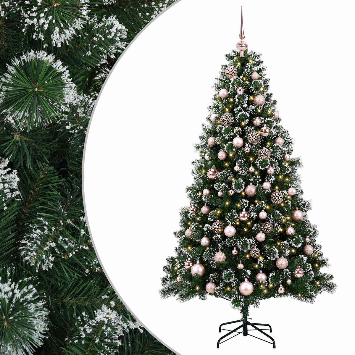 vidaXL Sztuczna choinka z bombkami 240 cm 300 LED Ciepła biel