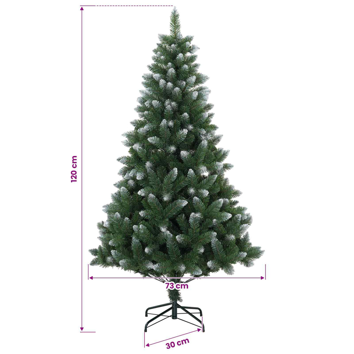 vidaXL Sztuczna choinka 120 cm 150 LED Ciepła biel PVC i Metal zielony