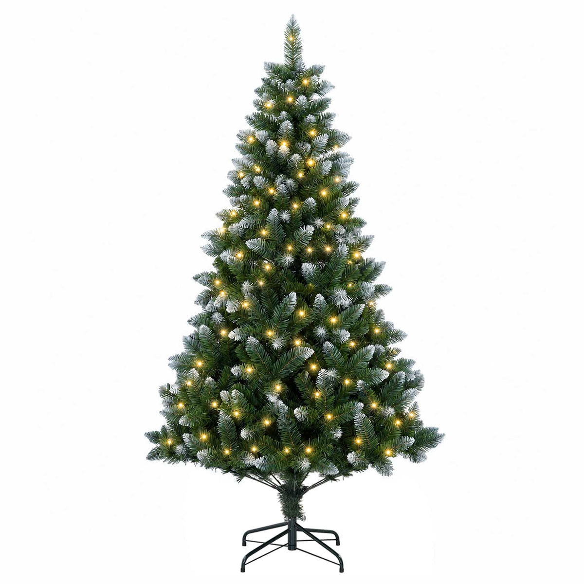 vidaXL Sztuczna choinka 150 cm 150 LED Ciepła biel PVC i Metal zielony