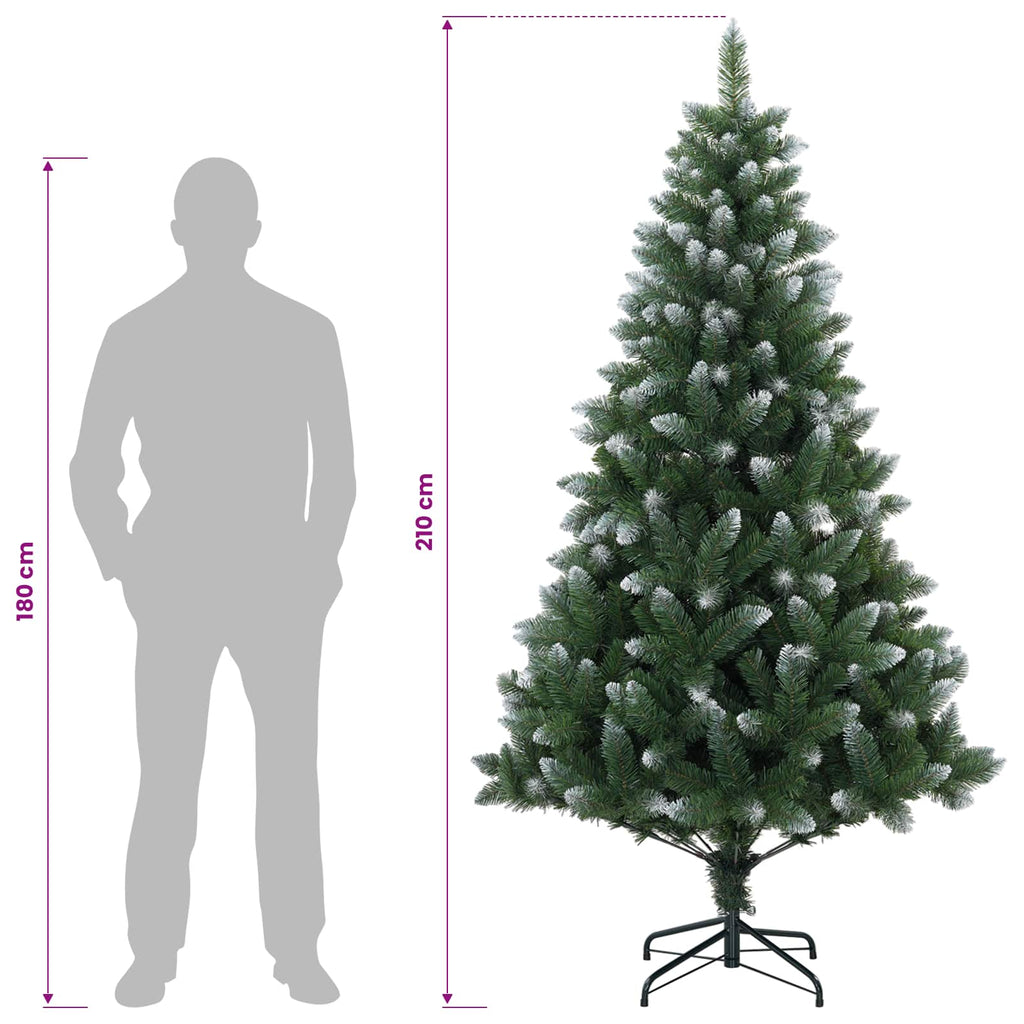 vidaXL Sztuczna choinka 210 cm 300 LED Ciepła biel PVC i Metal zielony