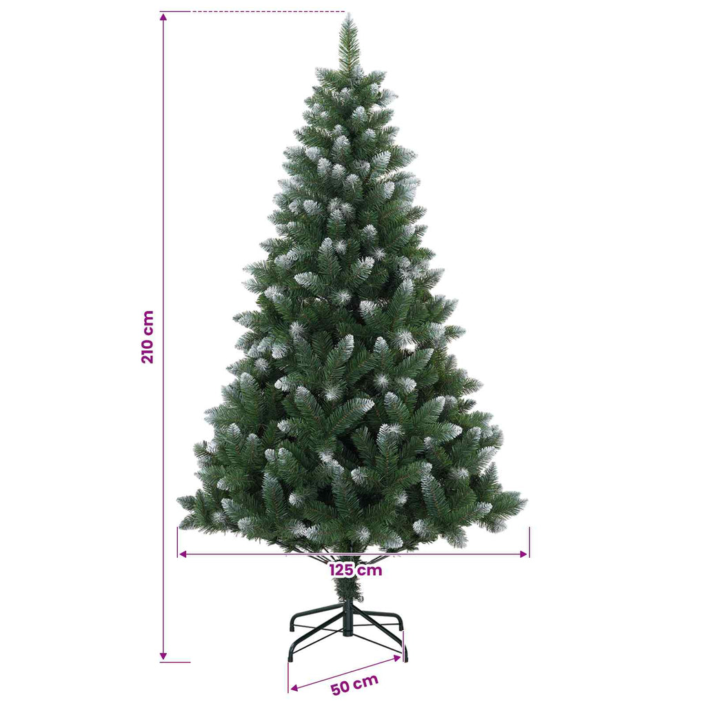 vidaXL Sztuczna choinka 210 cm 300 LED Ciepła biel PVC i Metal zielony