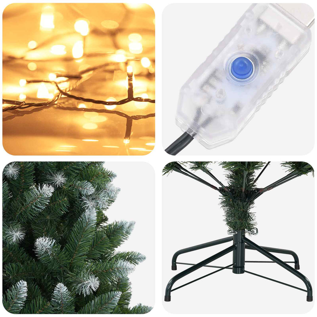 vidaXL Sztuczna choinka 240 cm 300 LED Ciepła biel PVC i Metal zielony