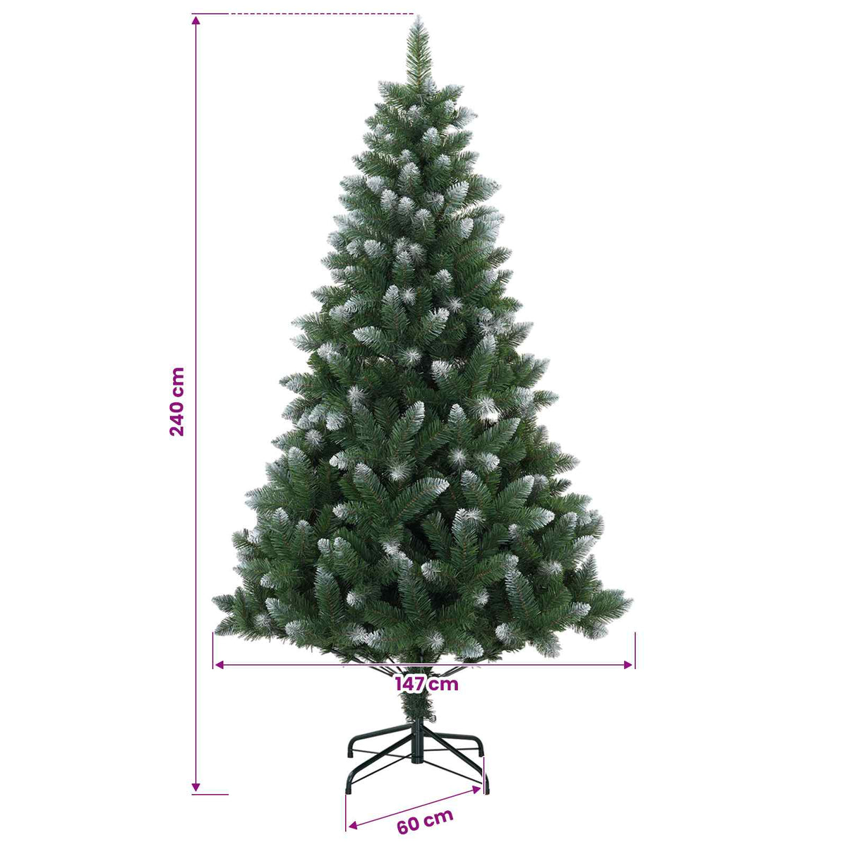 vidaXL Sztuczna choinka 240 cm 300 LED Ciepła biel PVC i Metal zielony