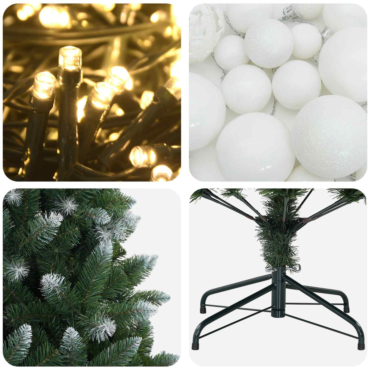 vidaXL Sztuczna choinka z bombkami 120 cm 150 LED Ciepła biel