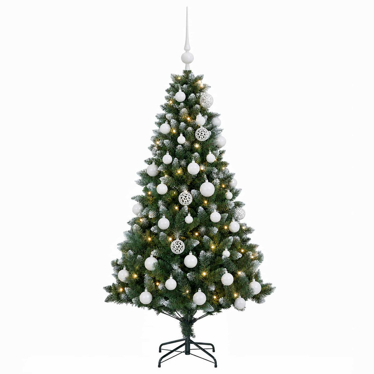 vidaXL Sztuczna choinka z bombkami 120 cm 150 LED Ciepła biel