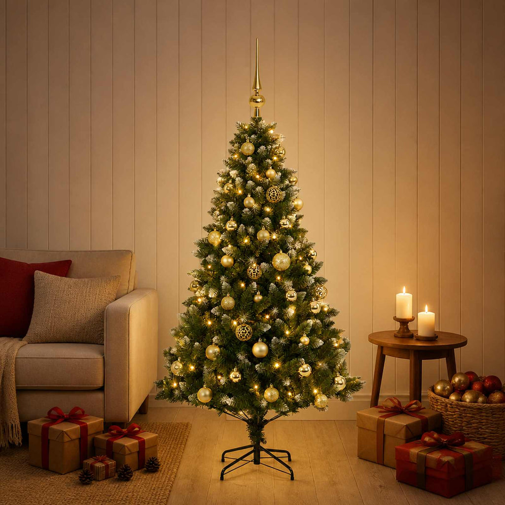 vidaXL Sztuczna choinka z bombkami 120 cm 150 LED Ciepła biel