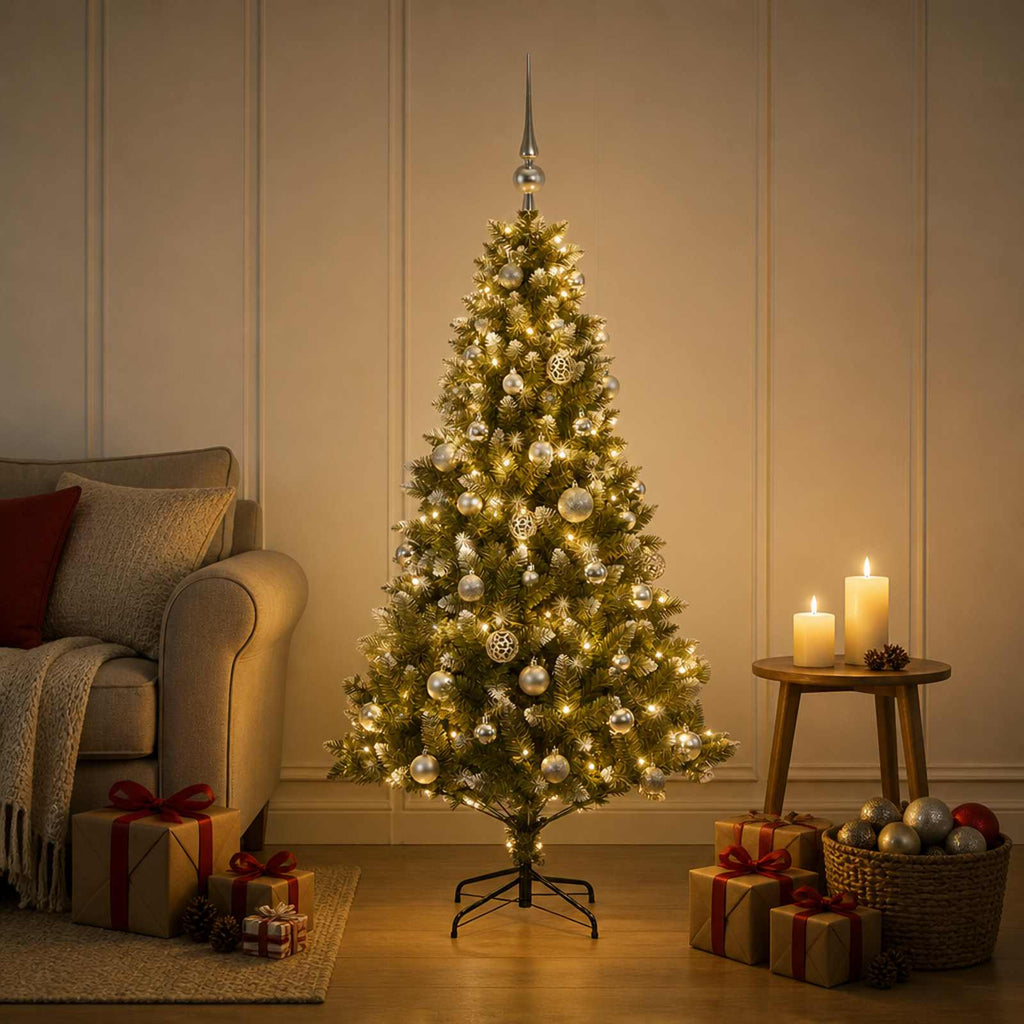 vidaXL Sztuczna choinka z bombkami 150 cm 150 LED Ciepła biel