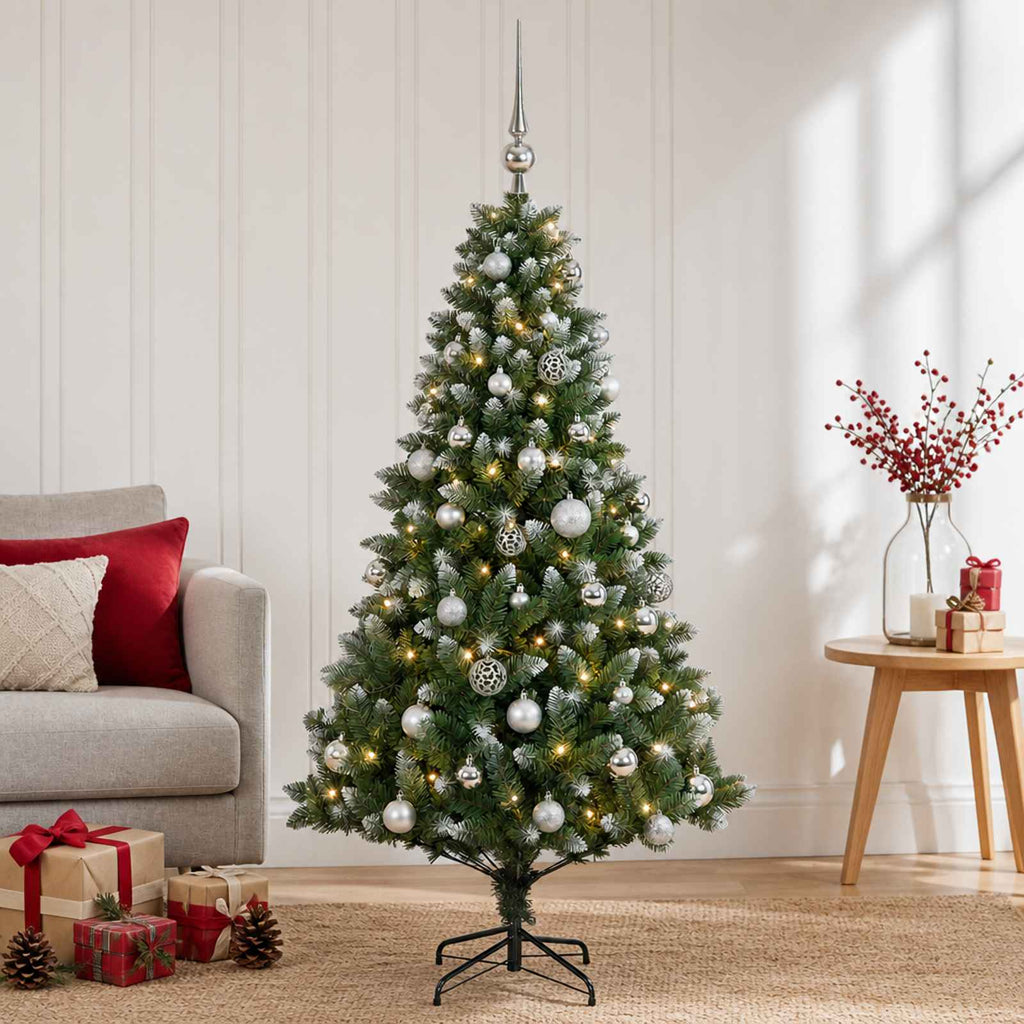 vidaXL Sztuczna choinka z bombkami 120 cm 150 LED Ciepła biel
