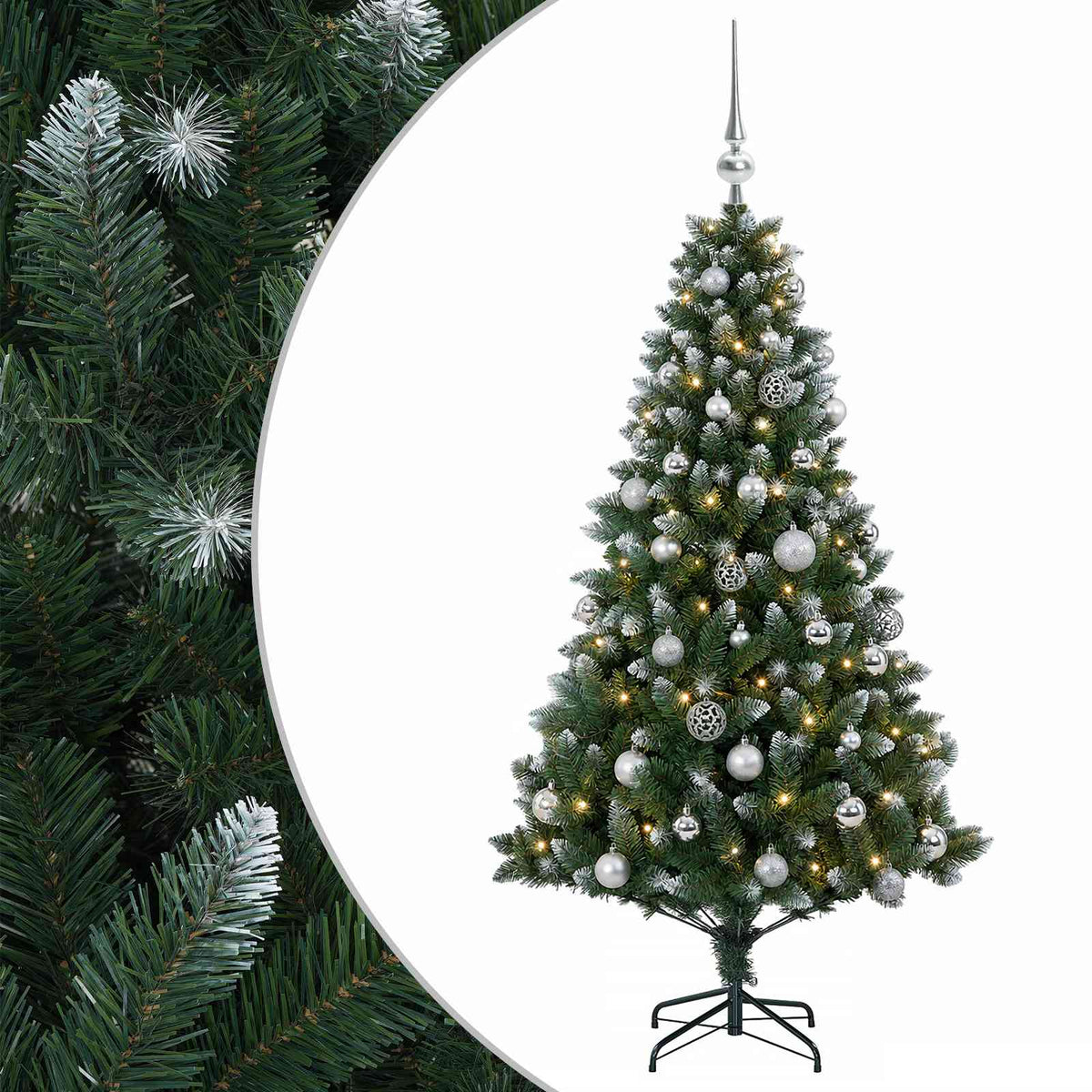 vidaXL Sztuczna choinka z bombkami 150 cm 150 LED Ciepła biel