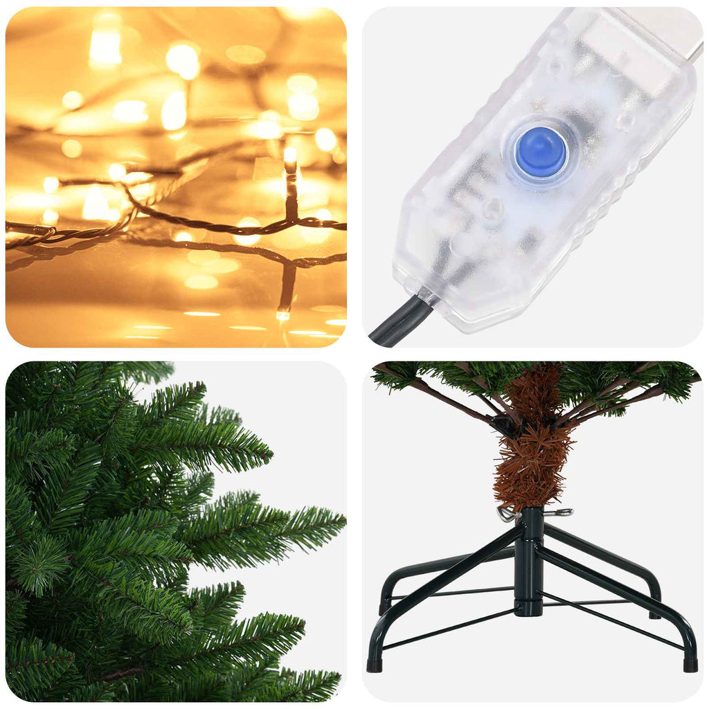 vidaXL Sztuczna choinka 150 cm 150 LED Ciepła biel PVC i Metal zielony