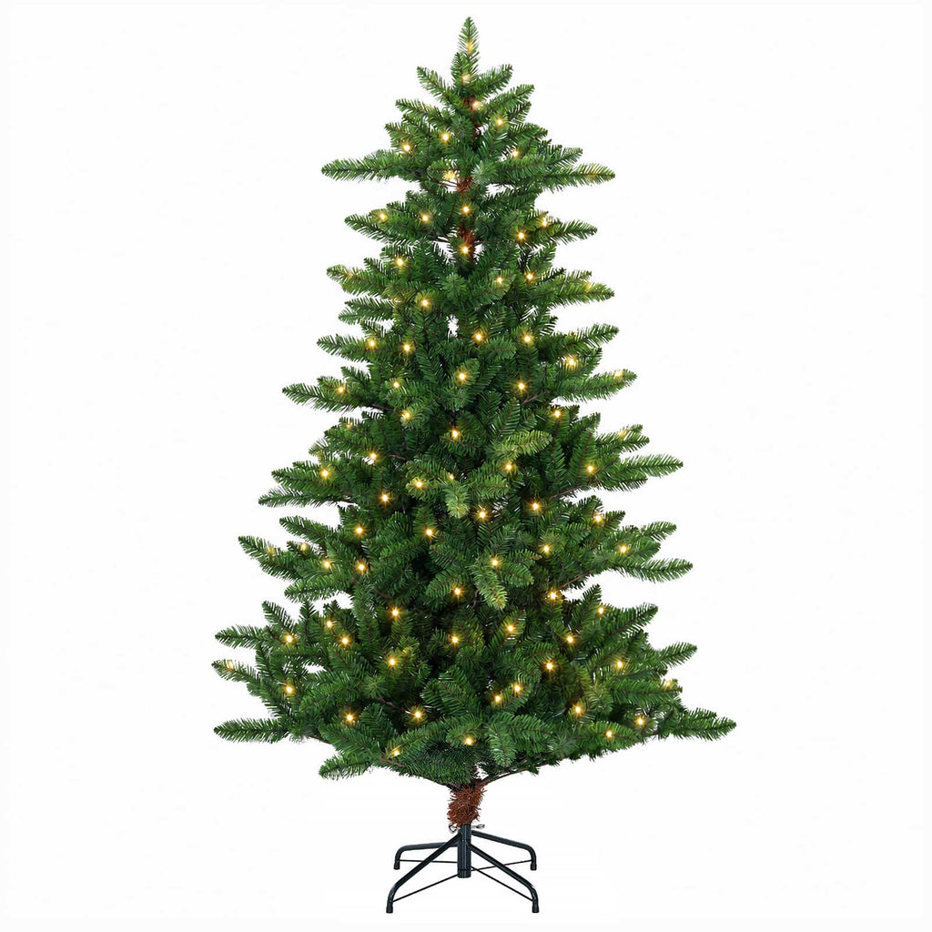 vidaXL Sztuczna choinka 150 cm 150 LED Ciepła biel PVC i Metal zielony
