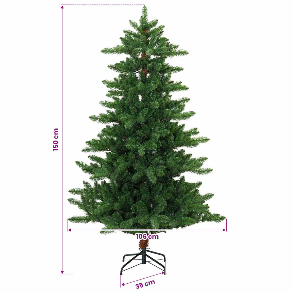 vidaXL Sztuczna choinka 150 cm 150 LED Ciepła biel PVC i Metal zielony