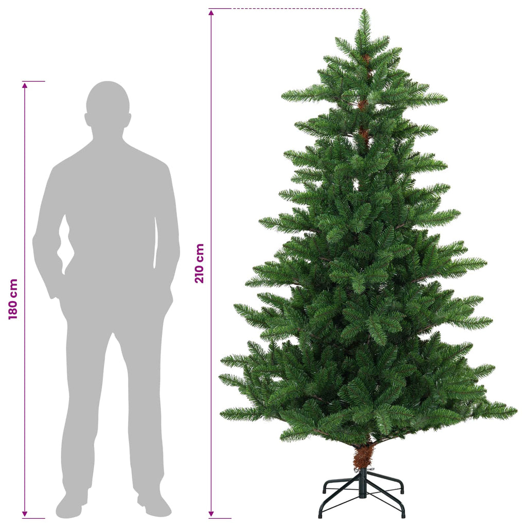 vidaXL Sztuczna choinka 210 cm 300 LED Ciepła biel PVC i Metal zielony