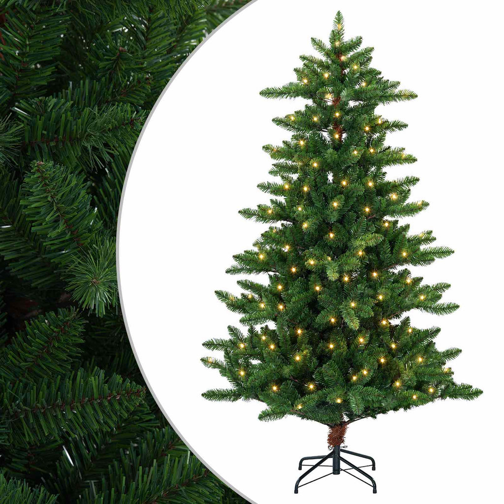 vidaXL Sztuczna choinka 240 cm 300 LED Ciepła biel PVC i Metal zielony