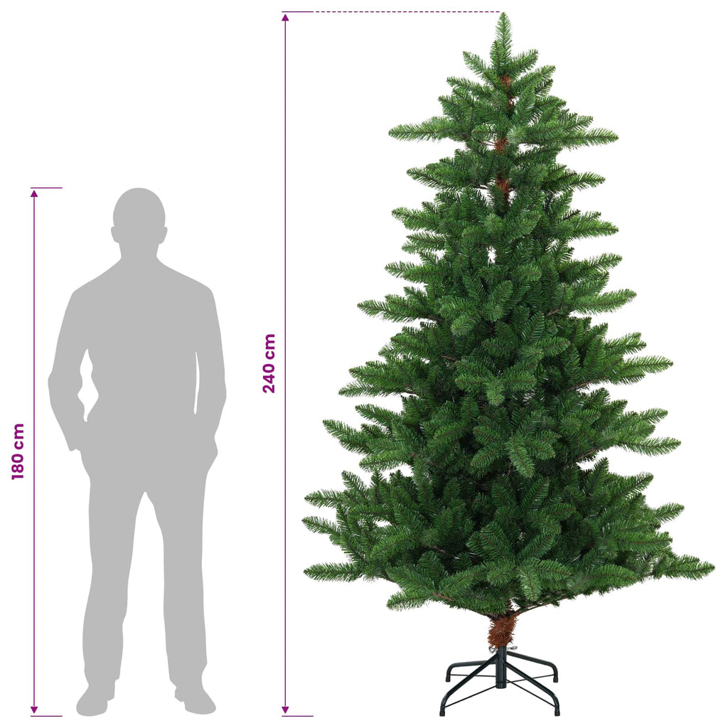 vidaXL Sztuczna choinka 240 cm 300 LED Ciepła biel PVC i Metal zielony