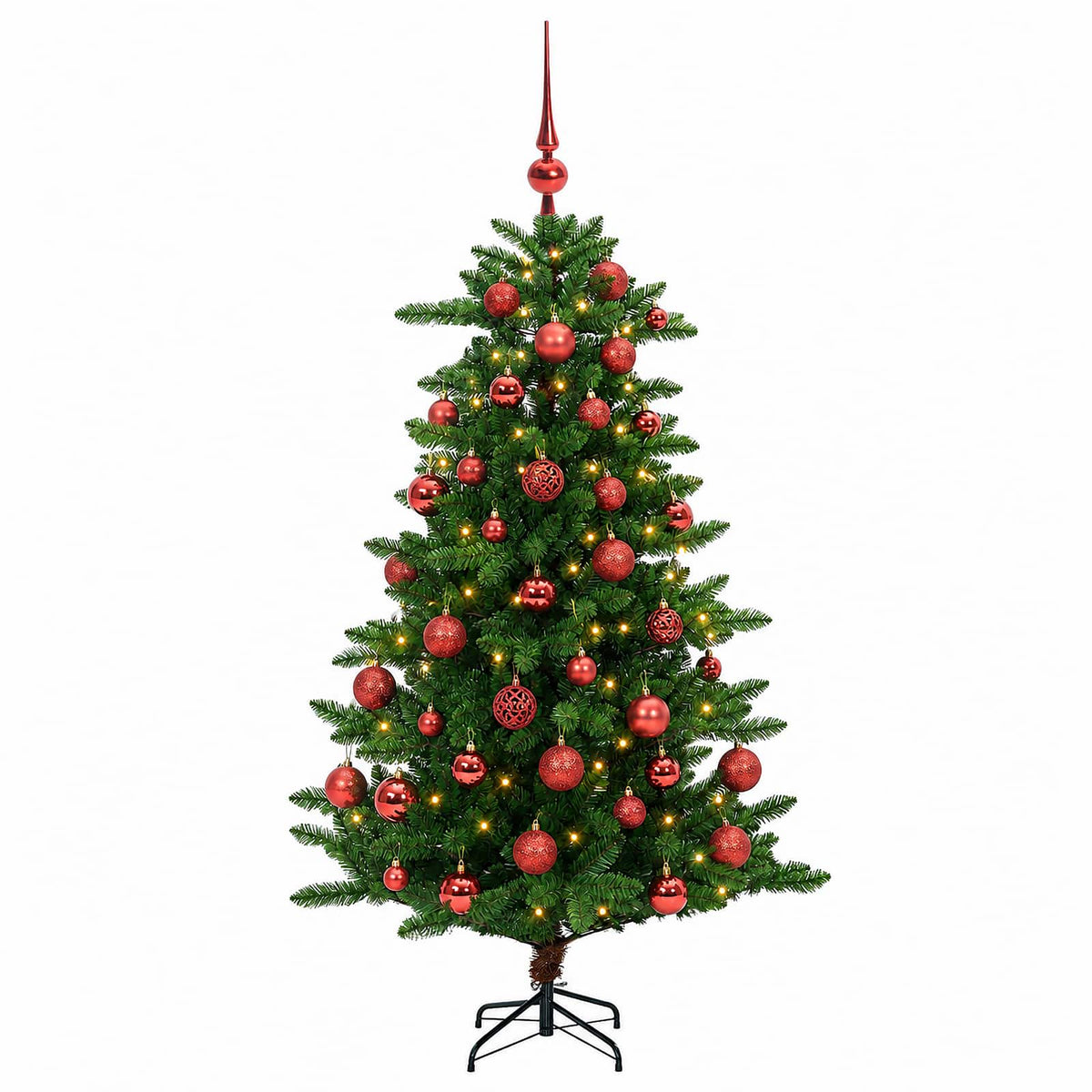 vidaXL Sztuczna choinka z bombkami 150 cm 150 LED Ciepła biel