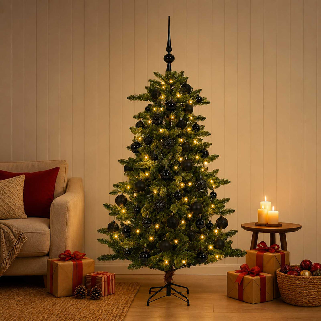 vidaXL Sztuczna choinka z bombkami 150 cm 150 LED Ciepła biel