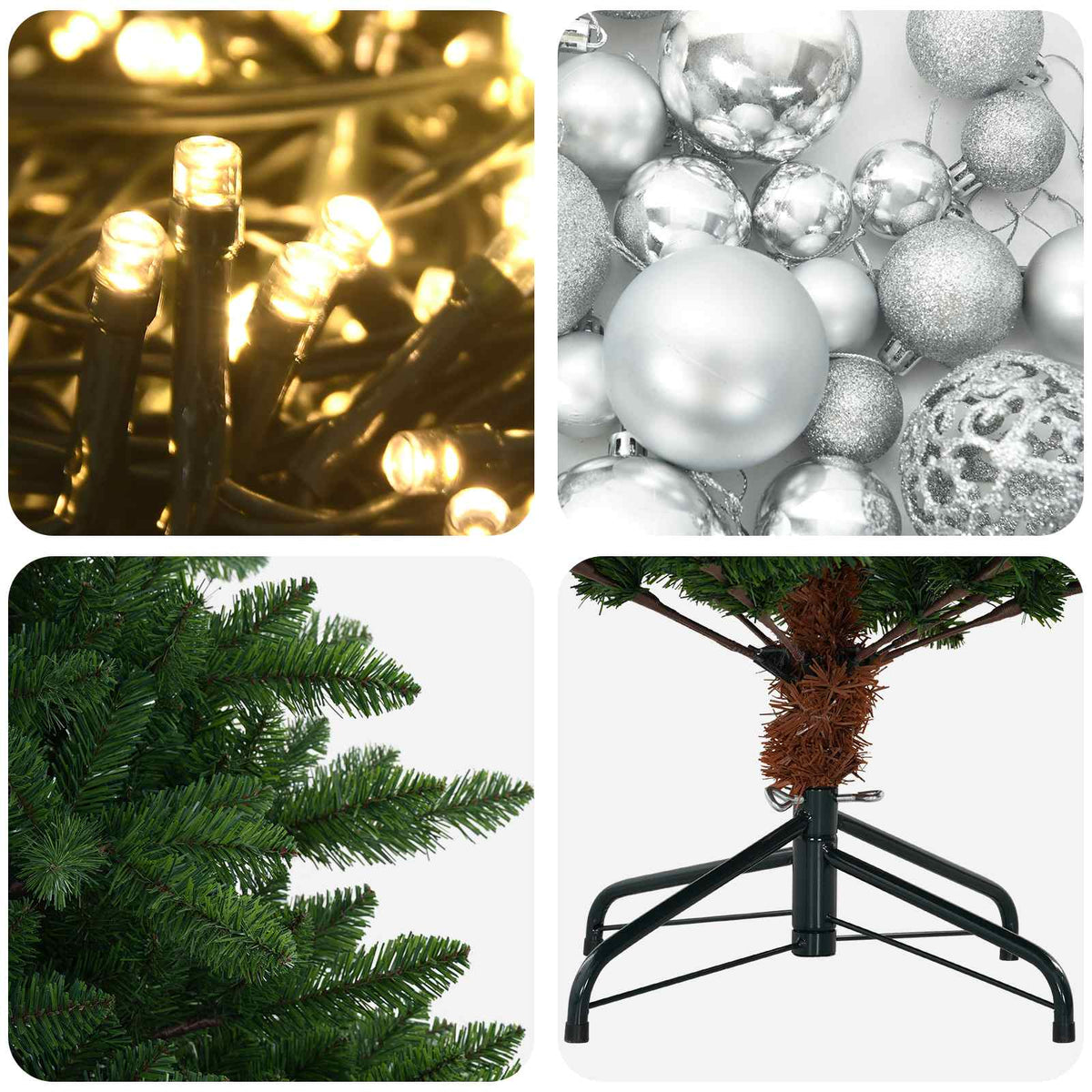 vidaXL Artificial Christmas Tree with Bauble 120 cm 150 LED