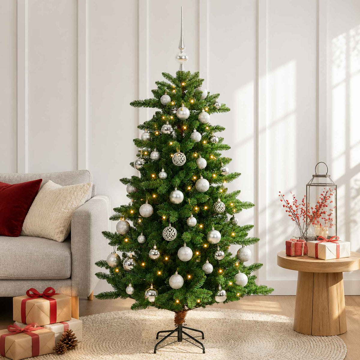 vidaXL Artificial Christmas Tree with Bauble 150 cm 150 LED