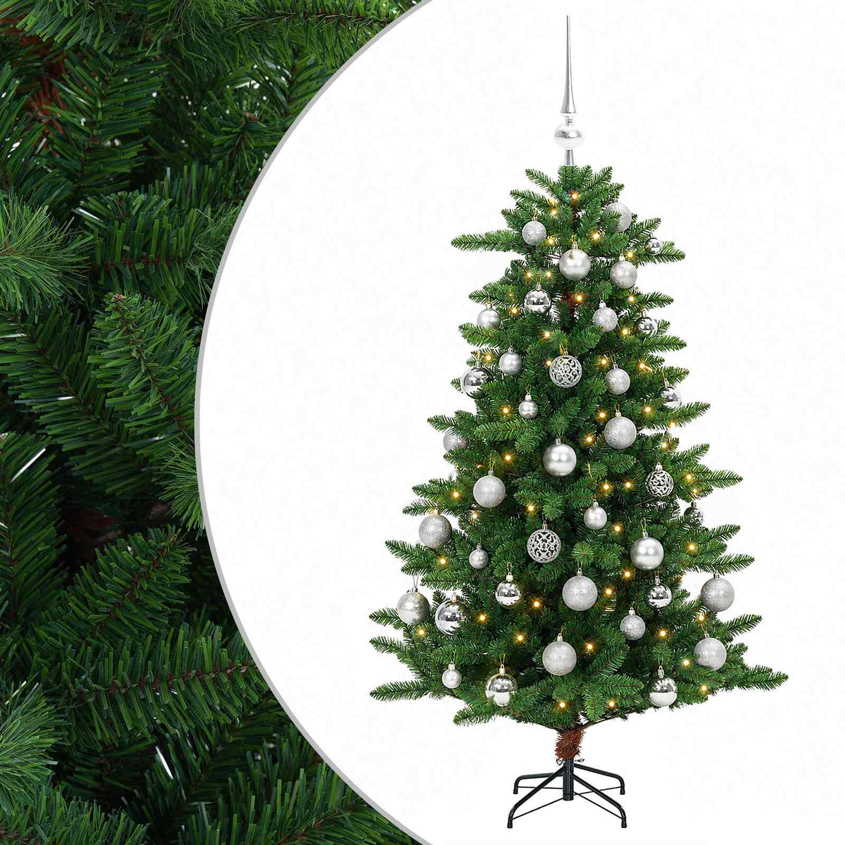 vidaXL Artificial Christmas Tree with Bauble 150 cm 150 LED