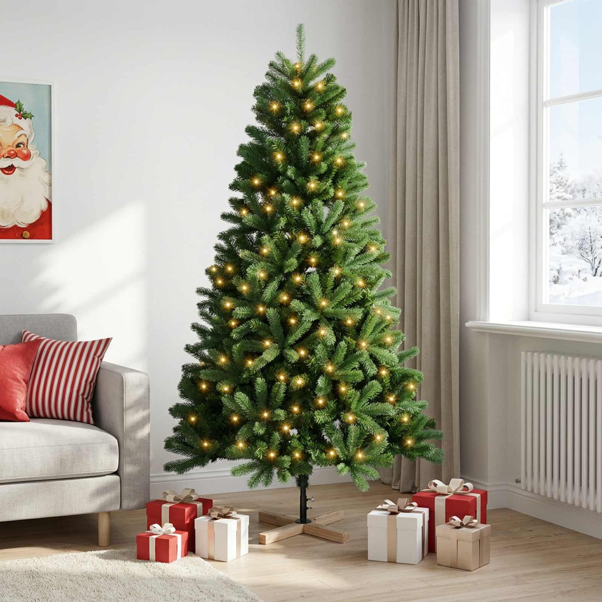vidaXL Sztuczna choinka 180 cm 300 LED Ciepła biel PVC zielony