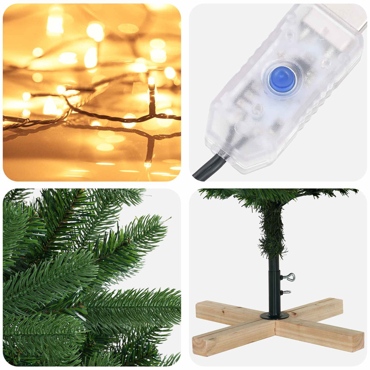 vidaXL Sztuczna choinka 180 cm 300 LED Ciepła biel PVC zielony