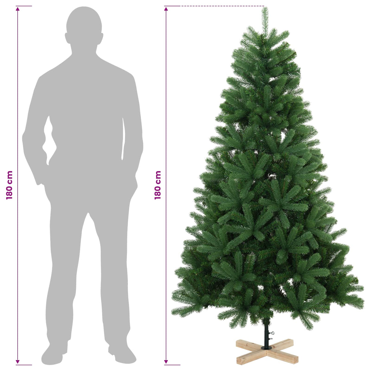 vidaXL Sztuczna choinka 180 cm 300 LED Ciepła biel PVC zielony