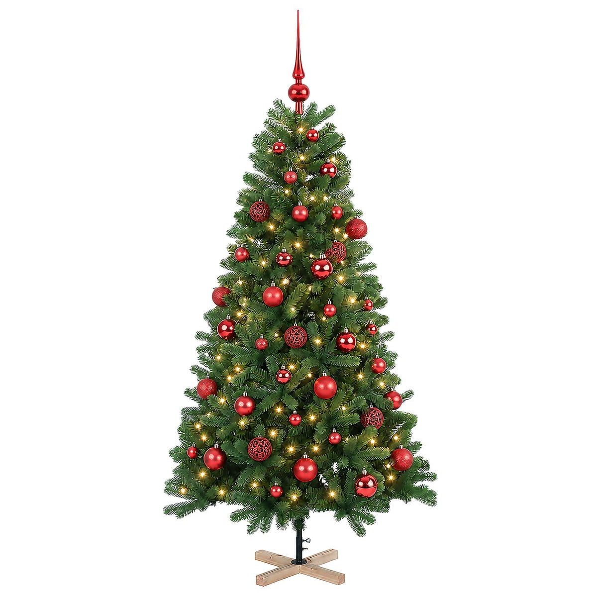 vidaXL Sztuczna choinka z bombką 120 cm 150 LED Ciepła biel PVC