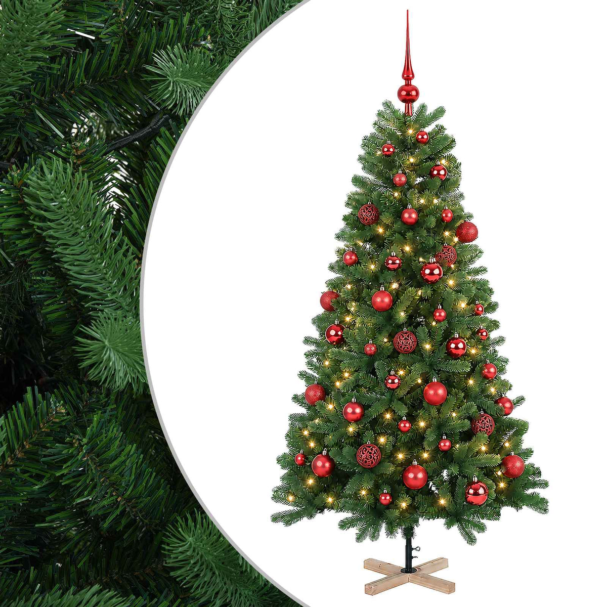 vidaXL Sztuczna choinka z bombką 150 cm 150 LED Ciepła biel PVC