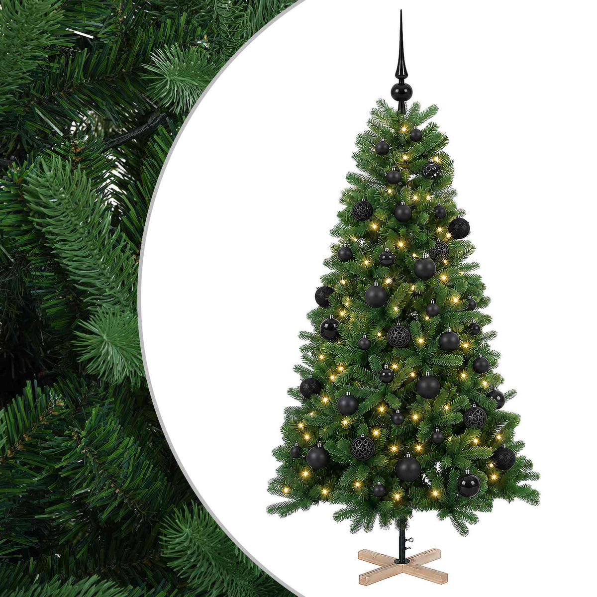 vidaXL Sztuczna choinka z bombką 120 cm 150 LED Ciepła biel PVC