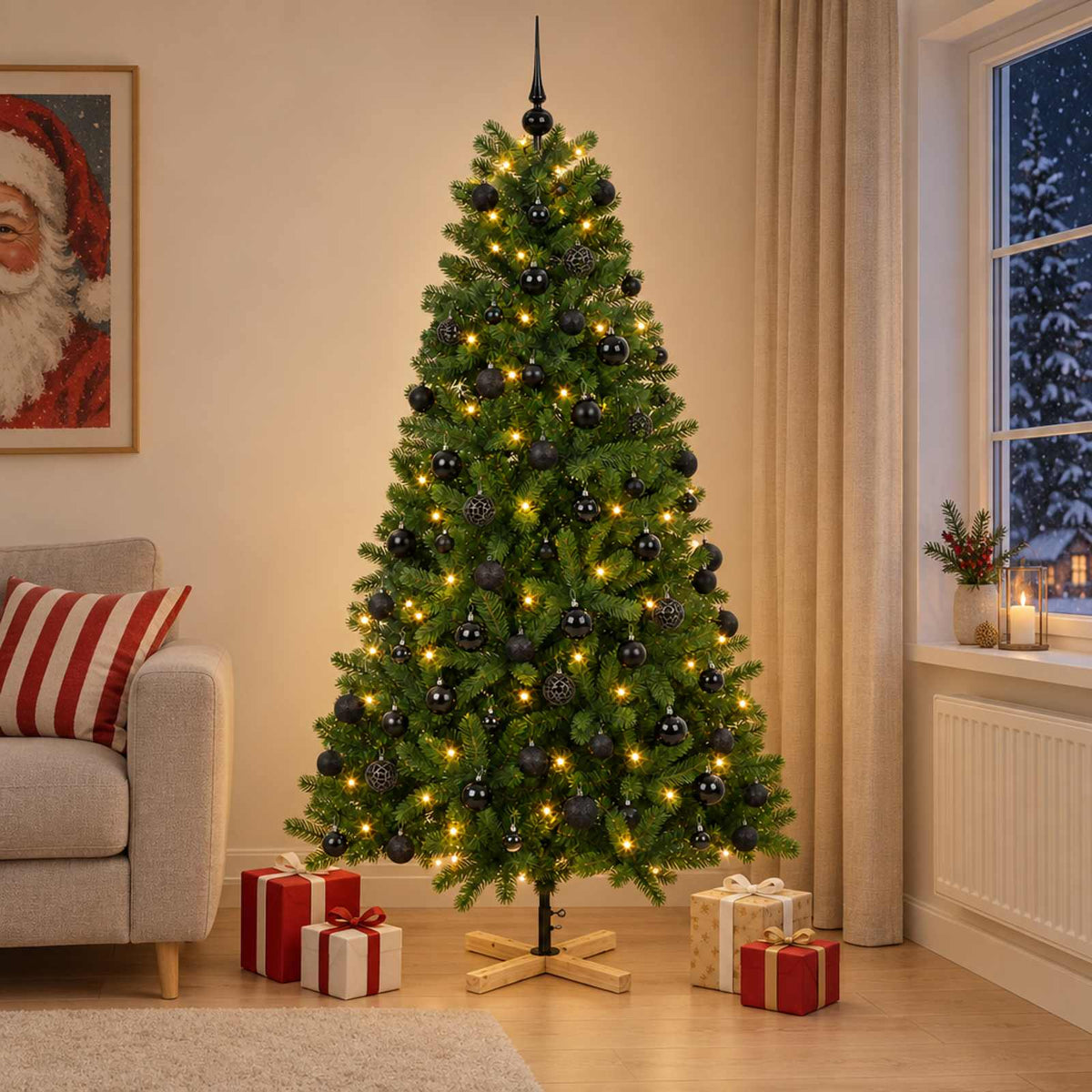 vidaXL Sztuczna choinka z bombką 240 cm 300 LED Ciepła biel PVC