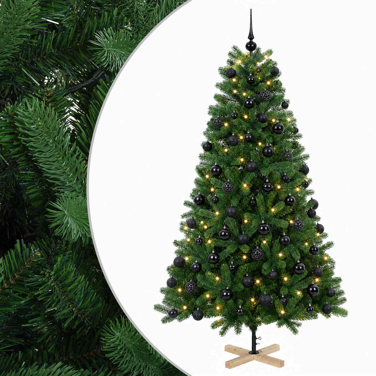 vidaXL Sztuczna choinka z bombką 210 cm 300 LED Ciepła biel PVC